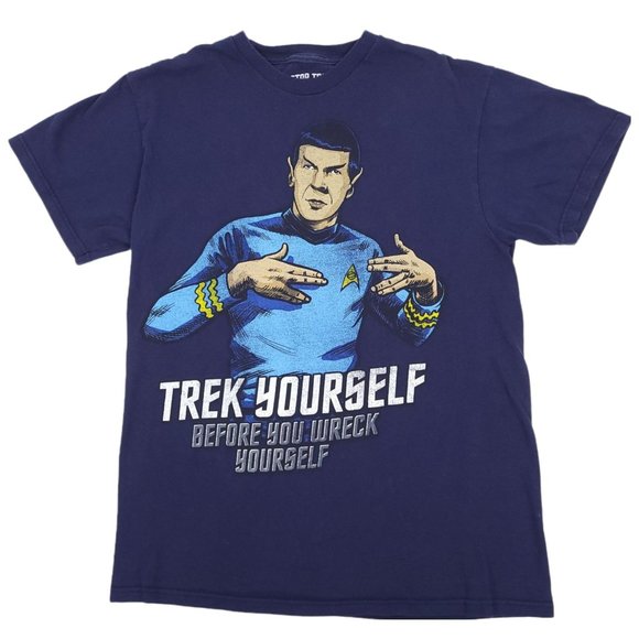 Star Trek T Shirt Size Small Spock Trek Yourself Before You Wreck Yourself Blue - Picture 3 of 6